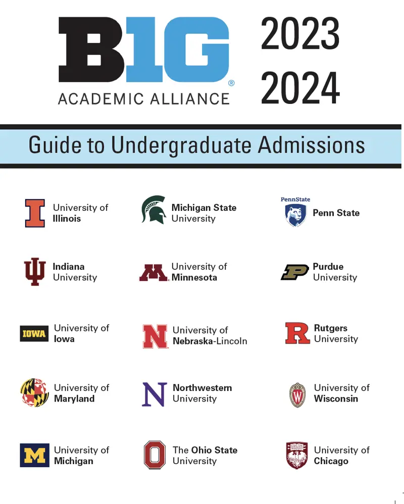 2023 Admissions Guide Cover with logos of universities (decorative)