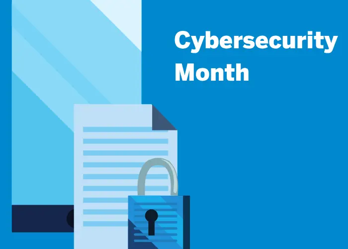 Cybersecurity graphics with writing - Cybersecurity Month